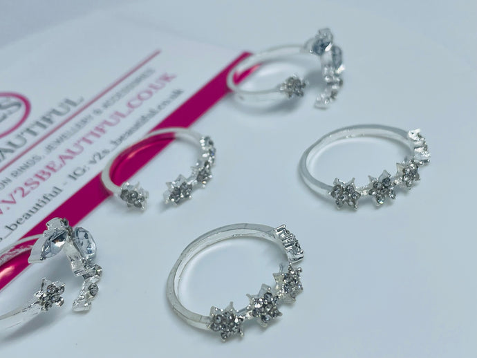 Sparkly Silver Ring Set