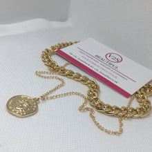 Load image into Gallery viewer, Gold Coin Chain Choker Necklace