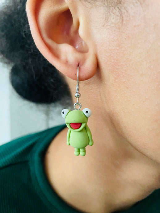 Green Frog Earrings